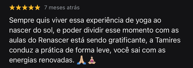 Depoimento de cliente da Yoga Integral no Renascer